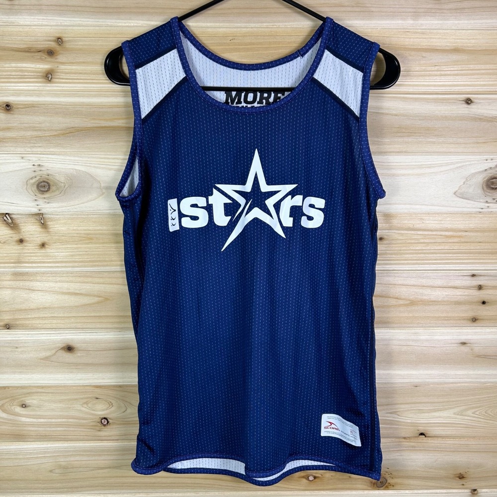 Score More Than A Game Basketball Jersey Large Youth Blue White Reversible